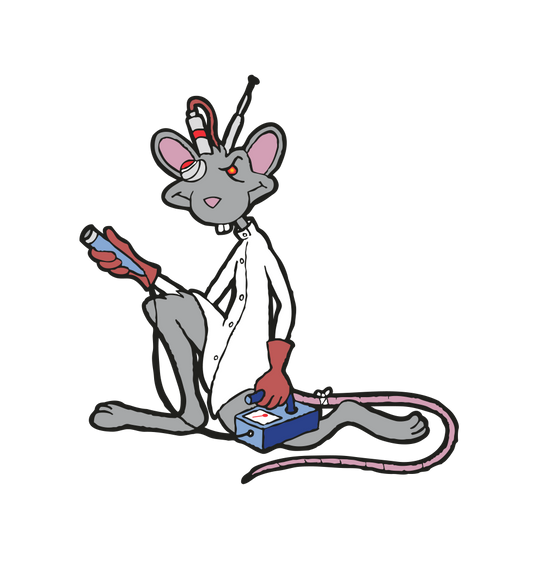 Hazmat the Lab Rat character posing with Geiger Counter from the Toxic Waste brand