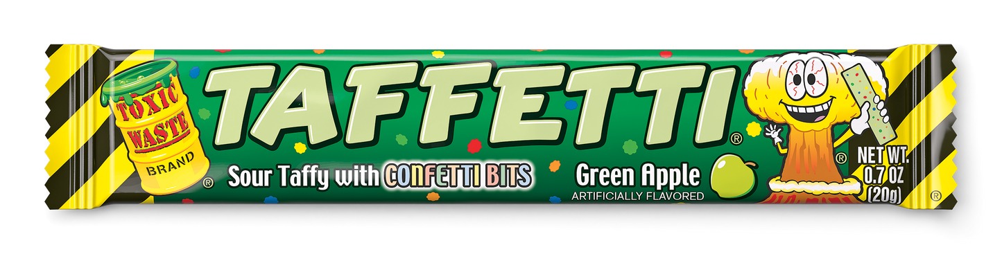 Toxic Waste Green Apple Taffetti Taffy with Sour Confetti Bits