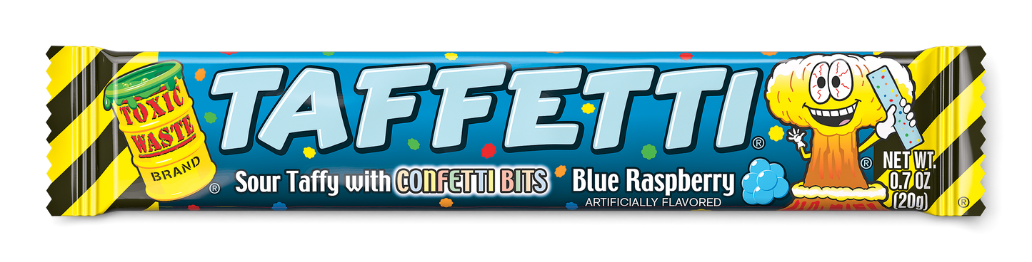 Toxic Waste Blue Raspberry Taffetti Taffy with Sour Confetti Bits