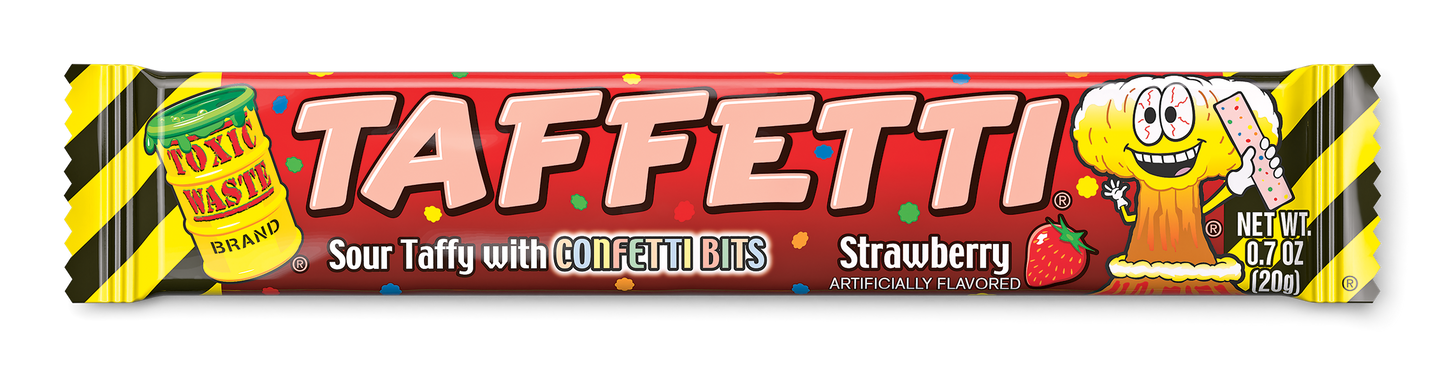 Toxic Waste Strawberry Taffetti Taffy with Sour Confetti Bits