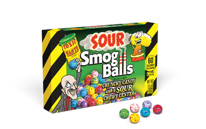 Sour Smog Balls Theatre Box with 6 Sour Smog Balls from the Toxic Waste brand