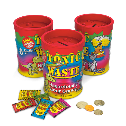 Toxic Waste Tie Dye Bank with individual Toxic Waste pieces