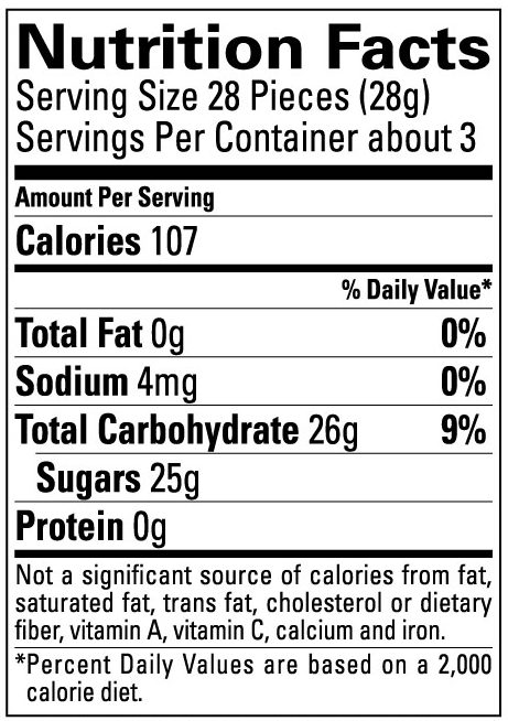 Nutritional Information for Sour Smog Balls Theatre Boxes