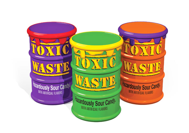 Toxic Waste Colored Drums Candy 12 Count